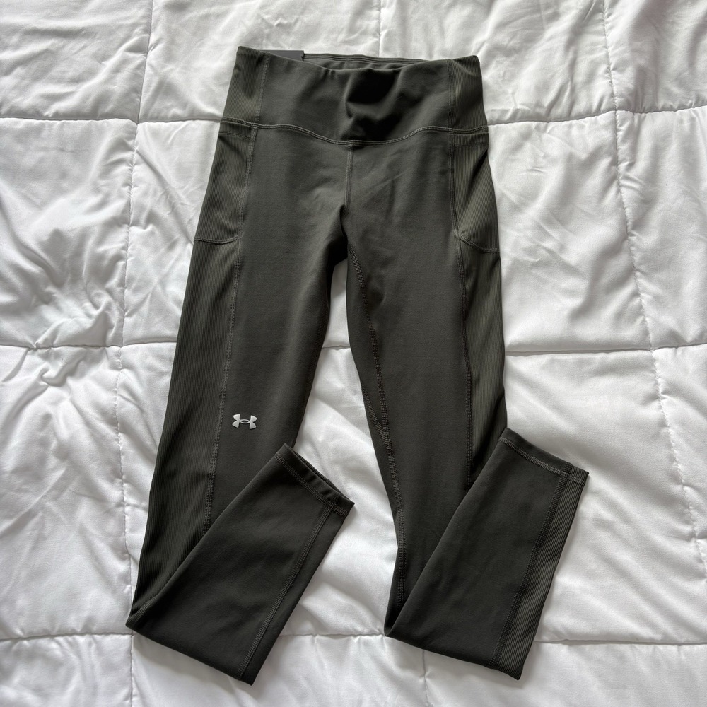 NWT Under Armour UA Tech Leggings Green Womens Medium Compression Activewear